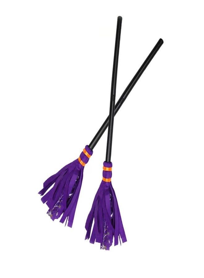 Dzrige Halloween Witch Broom Wizard Broomstick Witch Flying Broom Witch Broom Cosplay Costume Accessories Props for Halloween Haunted House Masquerade Decoration, 31.5 Inch (Purple) - Image 2